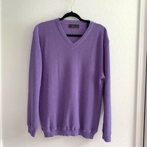Peru Unlimited Purple V Neck Sweater Baby Alpaca Wool Blend Large